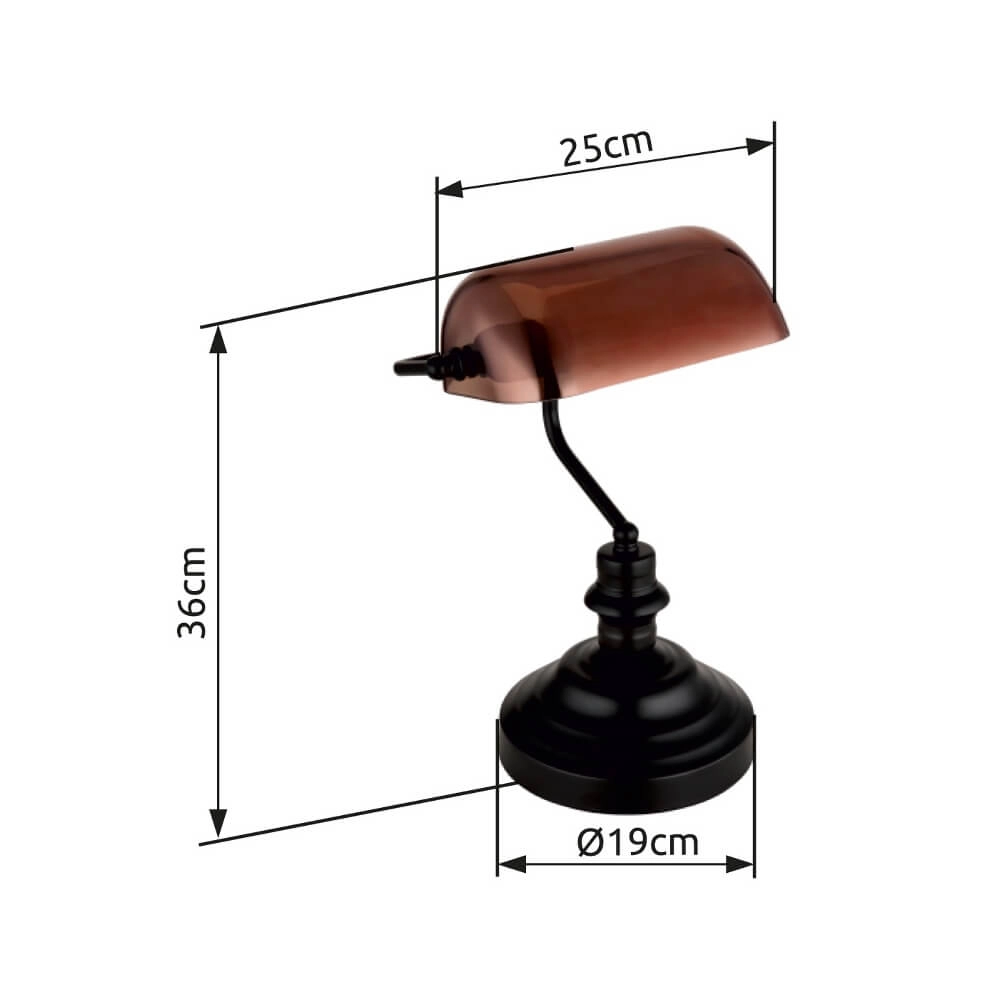 Lampe de bureau classique Antique noir avec verre brun Globo 9007371474141