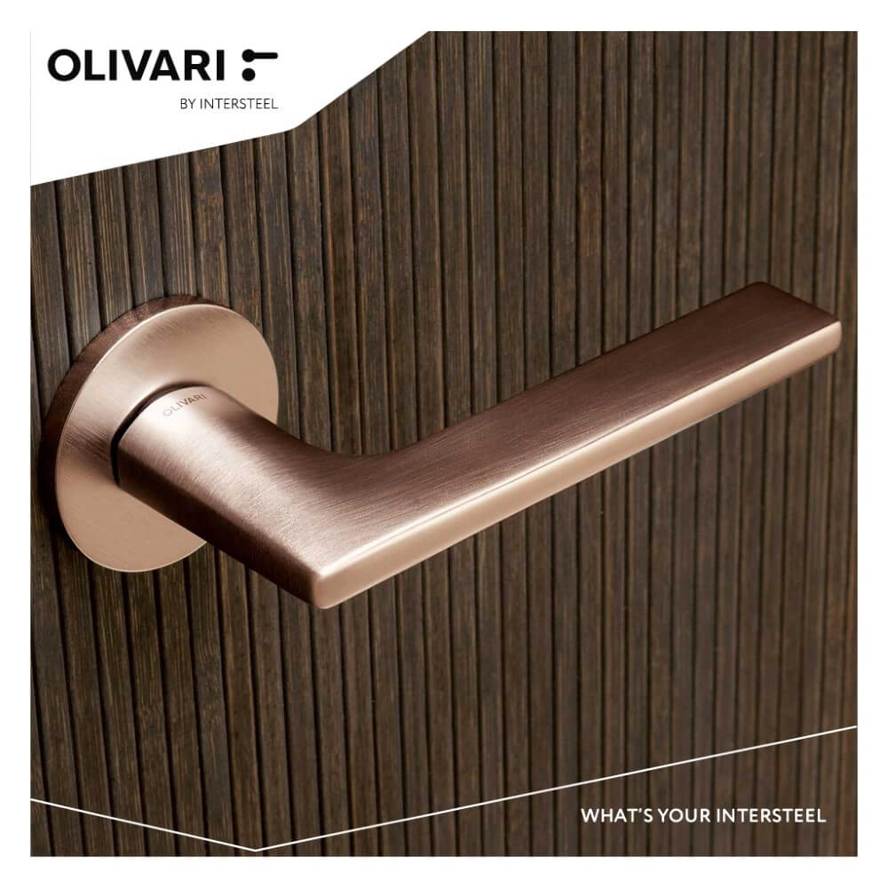 Poignée de porte design Lotus Cuivre mat Olivari 8714186478042