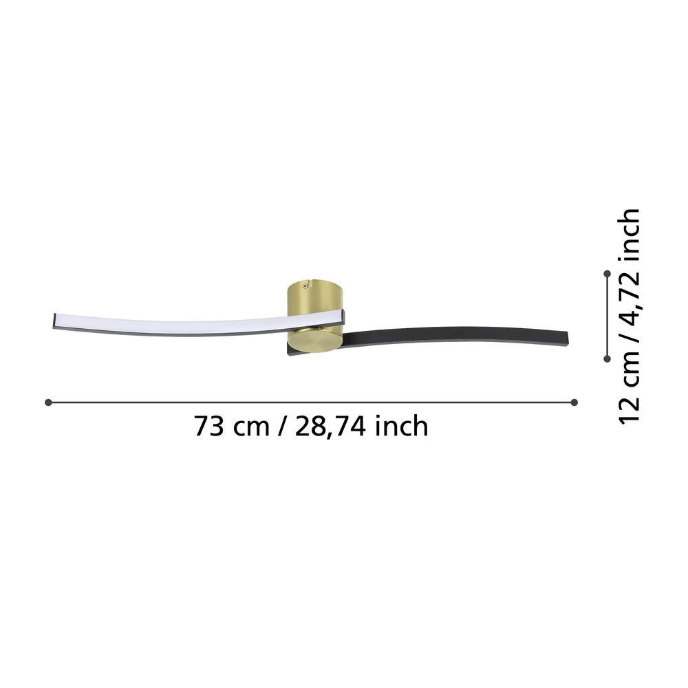 Lumière de plafond LED fine Aieta 72cm - noir avec or Eglo 9008606316090