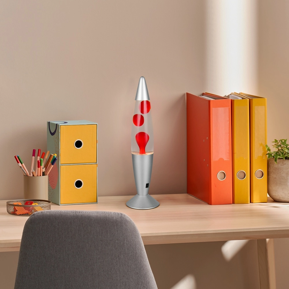 Lampe à lave Vesuv argent avec rouge Trio 4017807668384