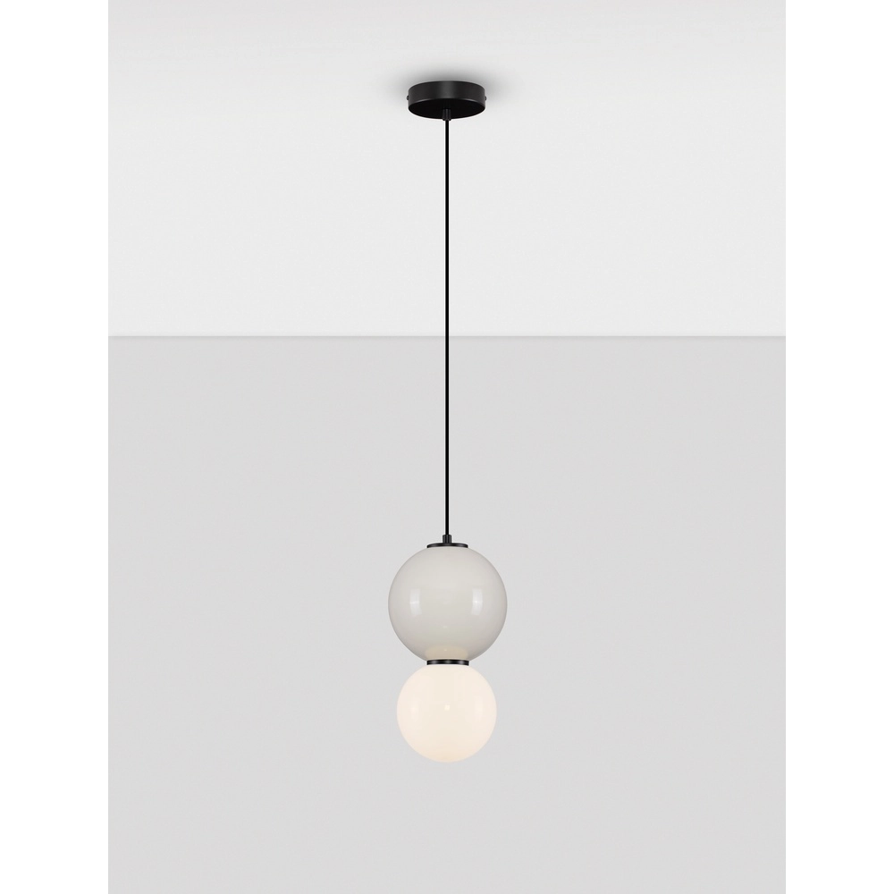 Suspension Noesis Ø 18cm gris clair avec blanc Lyora 5212017483652