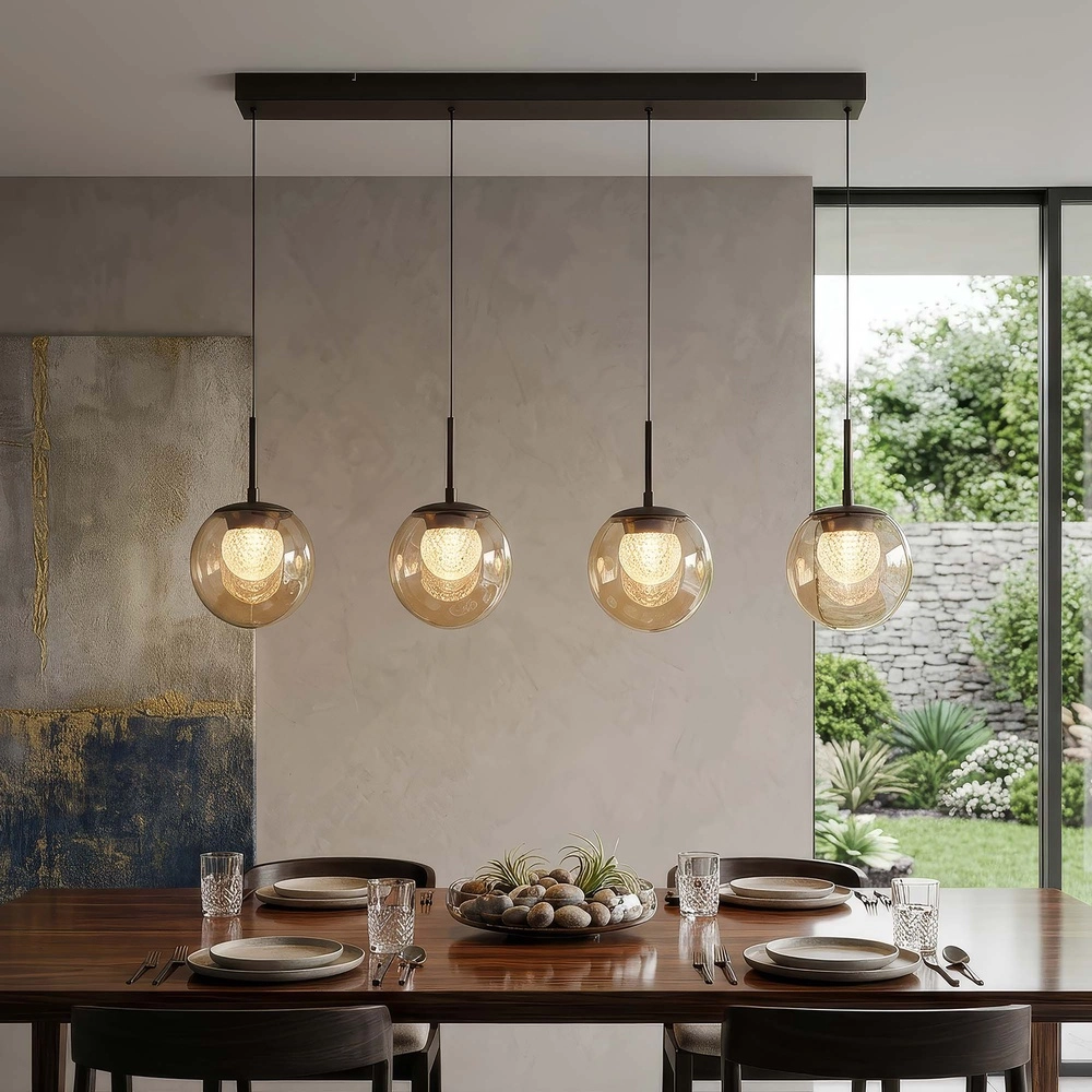 Lampe pendante de conception Solis 4-feux en bronze Searchlight 5,05342E+12
