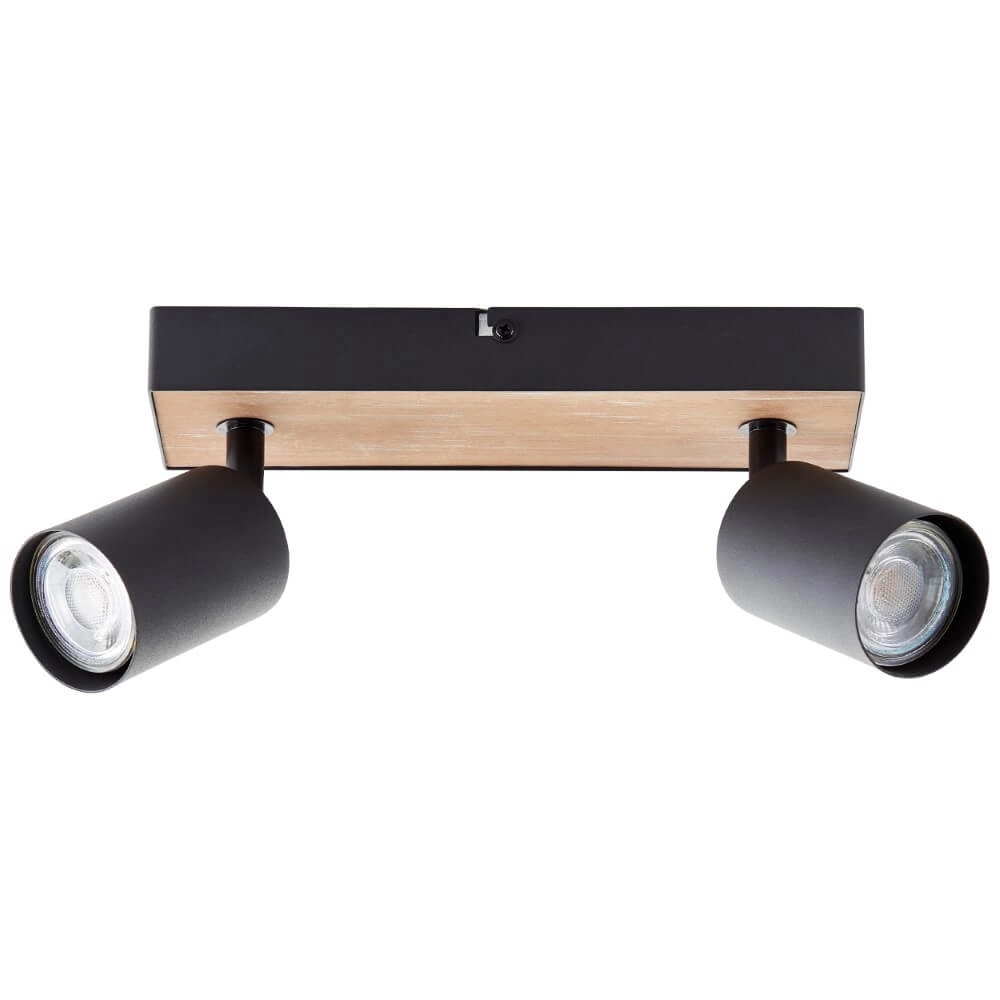 Lampe à 2 lumières Jello Wood noir avec du bois Brilliant 4004353428388