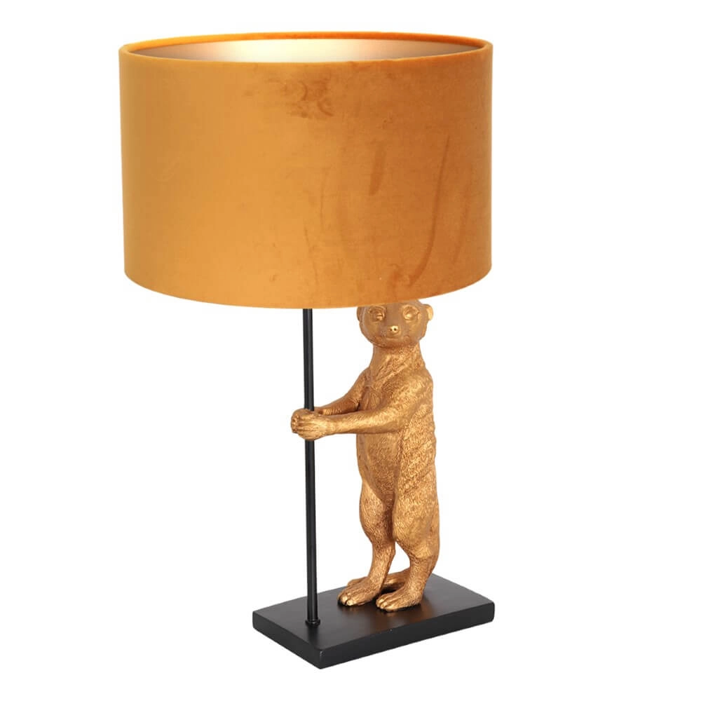 Lampe de table Animaux avec du velours doré Lampe de table Animaux avec du velours doré