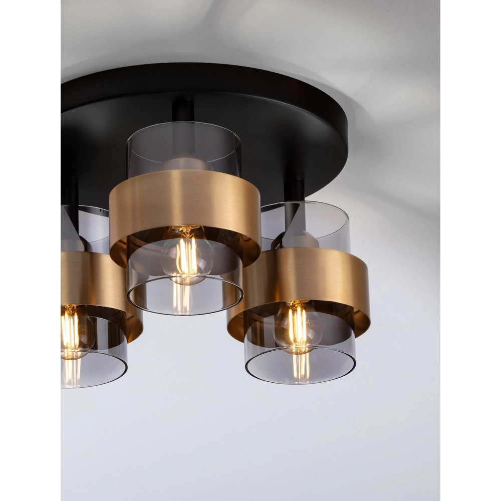 Plafonnier Sianna Ø 37cm noir avec or Lyora 5212017445452