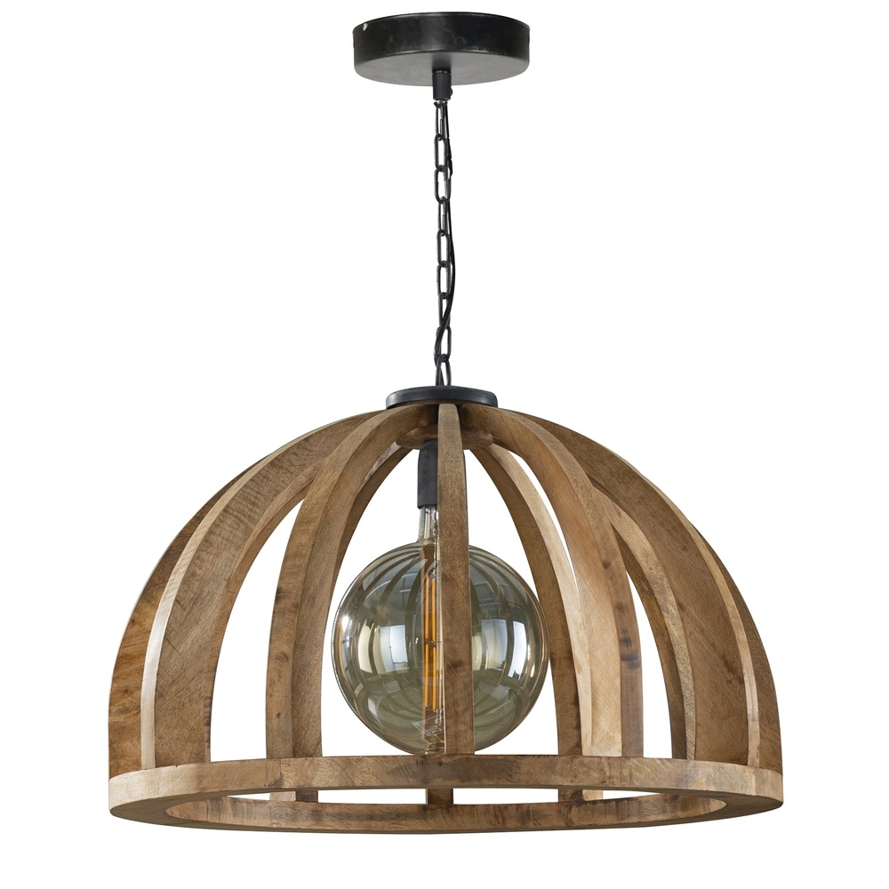 Lampe pendante en bois pour table à manger Orba Ø 60cm - E27 Lyora 8716803513211
