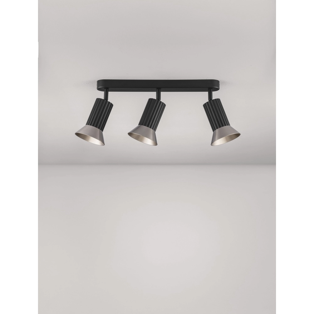 Plafonnier Luvia 3 lumières noir avec bronze
