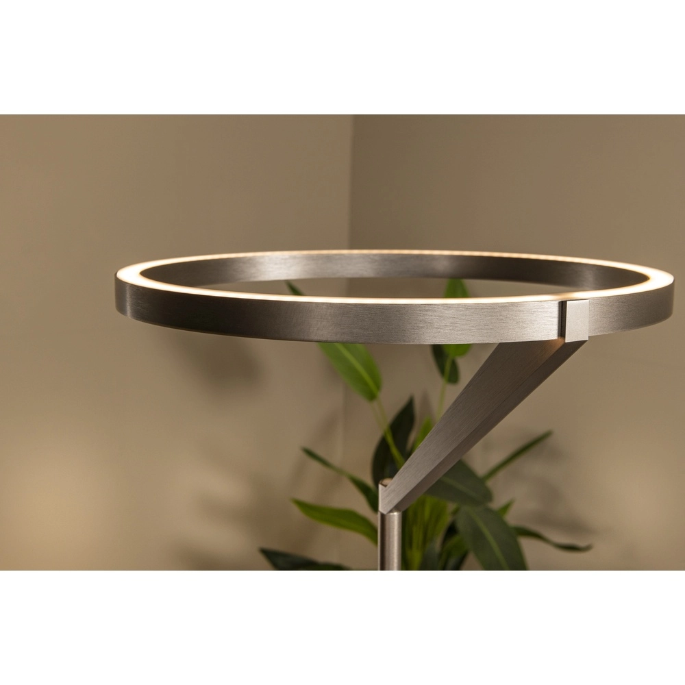 Lampe de pied élégante avec lampe de lecture Applause Métal brossé - LED Premium by Lucide 5411212221865