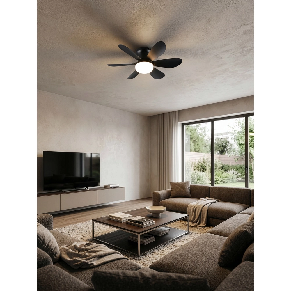 Éventail noir Lund Plafond Trio 4017807643732