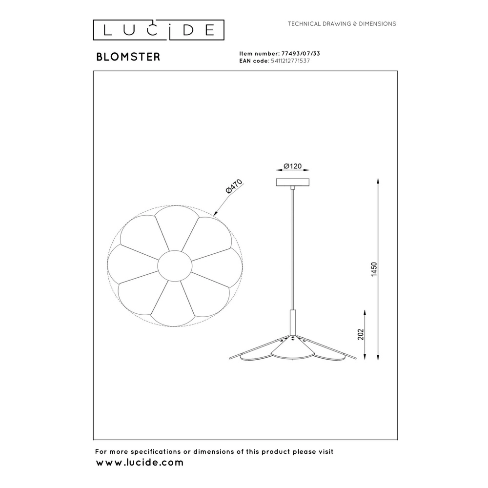 Lampe pendante de conception Blomster Vert Lucide 5411212771537