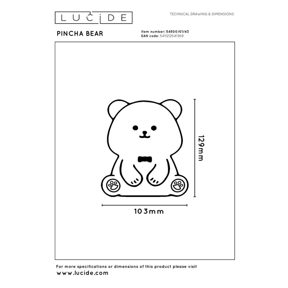 Veilleuse de la chambre des enfants Pincha Bear Bear Lucide 5411212541369