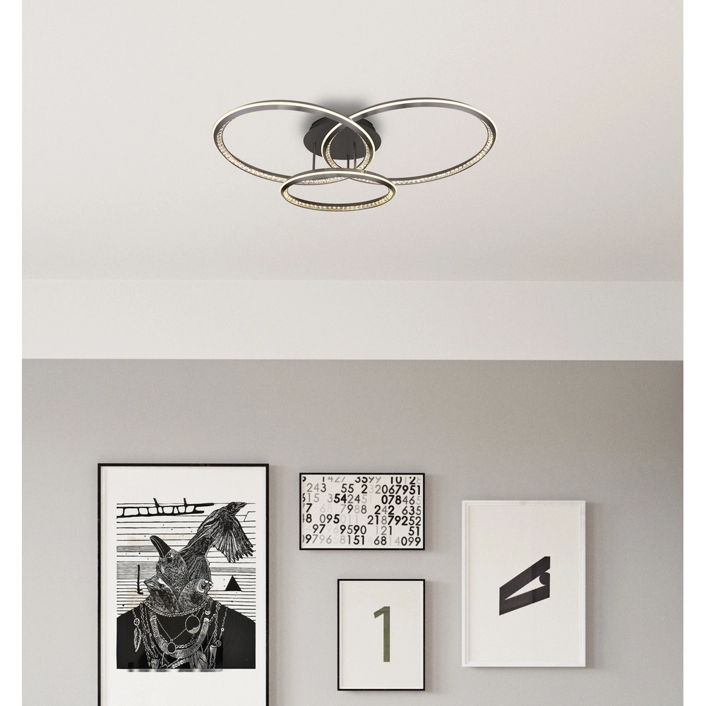 Lampe de plafond à design Alaina 3 anneaux de gris Globo 9007371474882