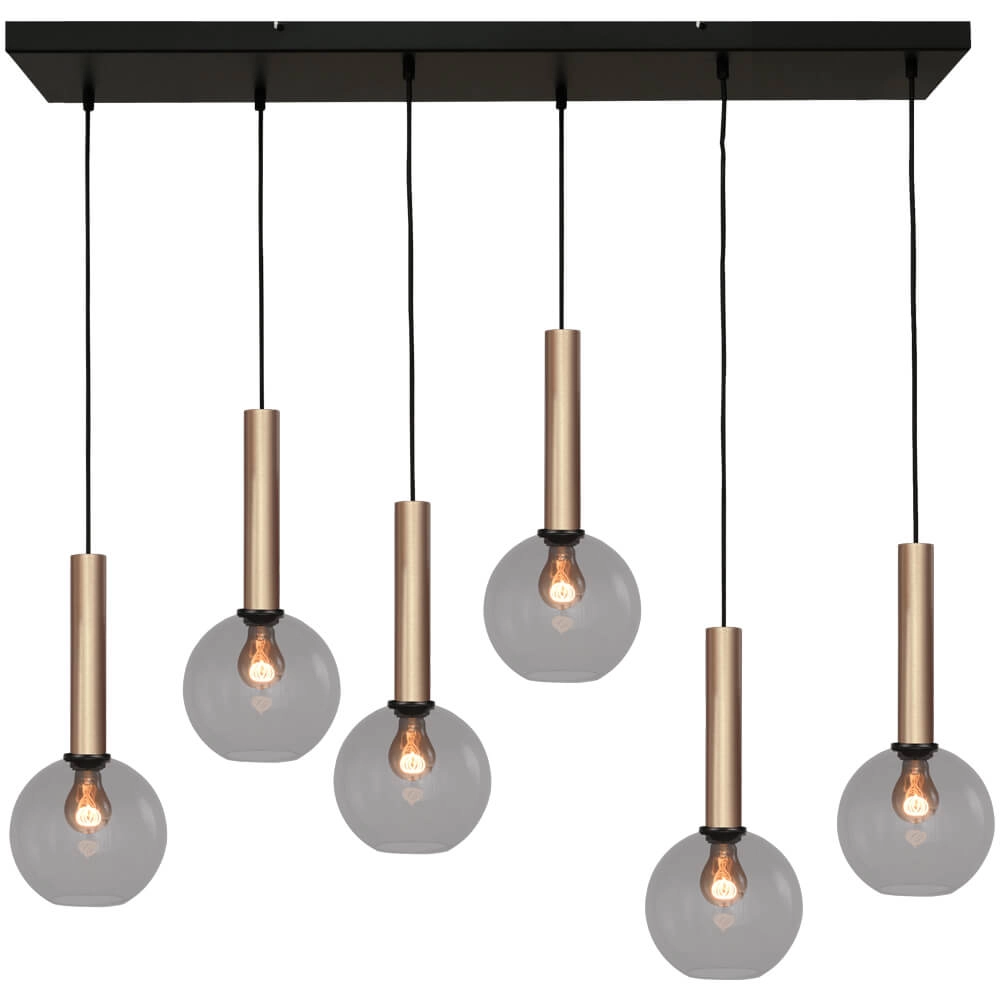 Lampe suspendue 6 lumières Bella 2 avec verre fumé Lampe suspendue 6 lumières Bella 2 avec verre fumé