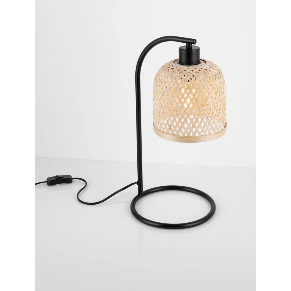 Lampe de table Intra noir avec capuchon en bambou Lyora 5212017454805
