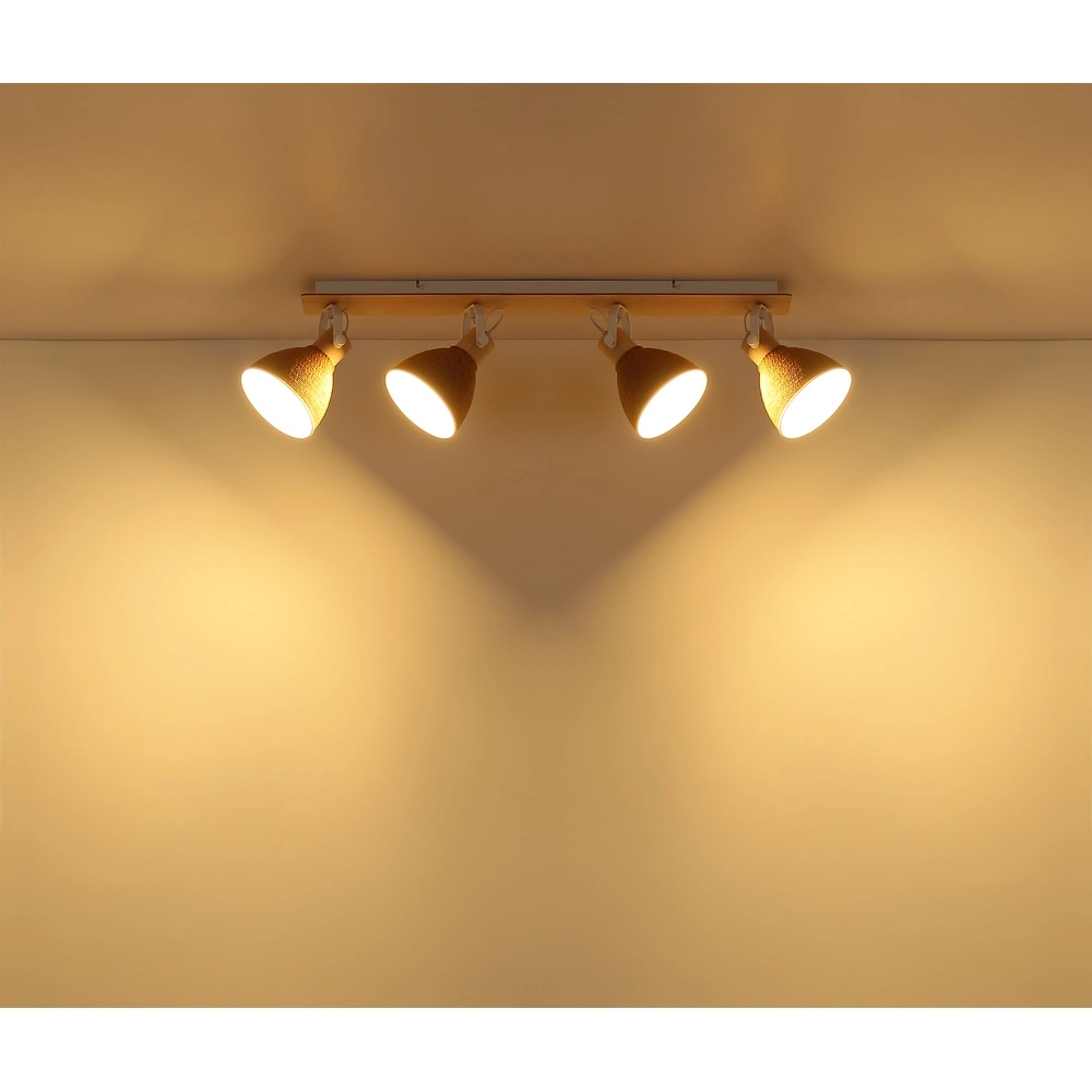 Lampe de plafond Lyndon Blanc à 4 lumières avec rotin Globo 9007371589746