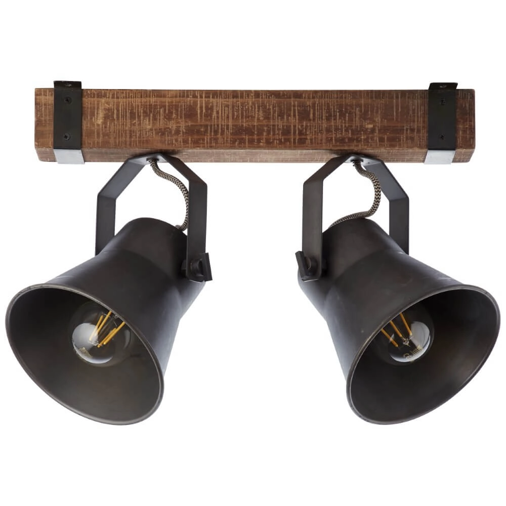 Plafonnier 2 lumières Decca noir avec du marron Brilliant 4004353361449