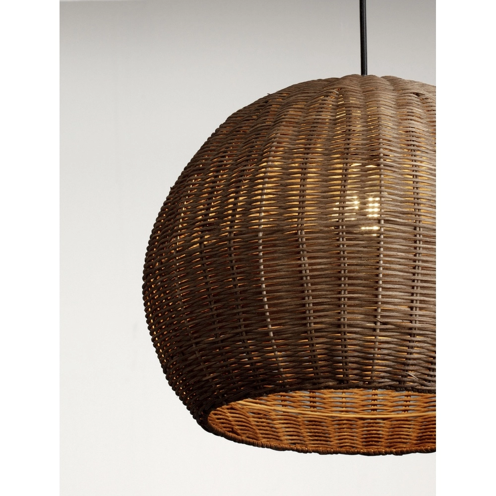Lampe suspendue Rielo noir avec du rotin Lyora 5212017487957