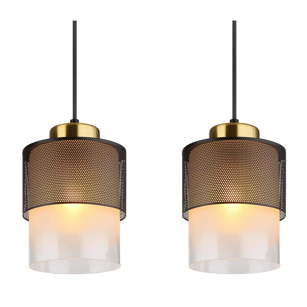 Suspension Olga 4 lumières noires avec maille Globo 9007371455485