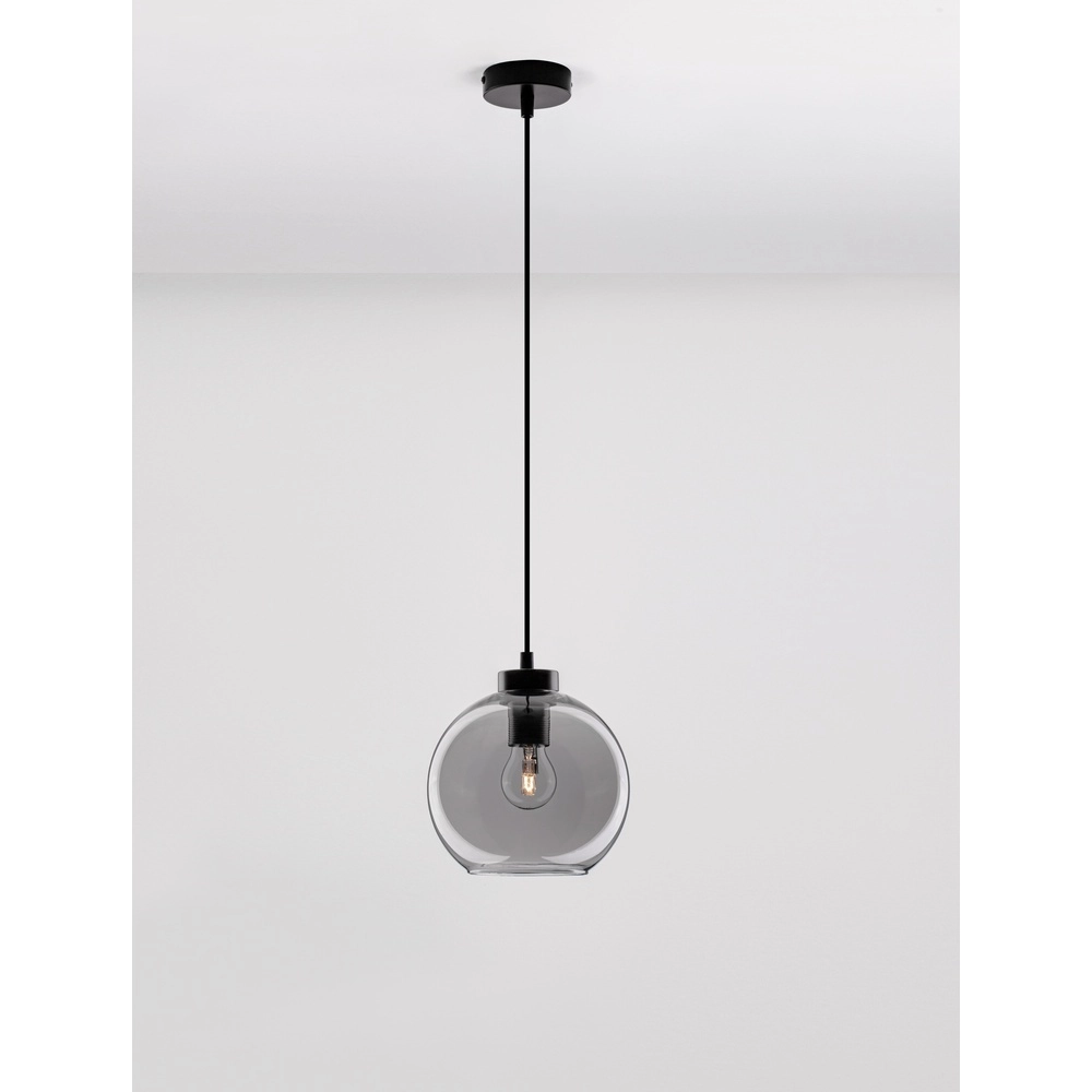 Suspension Palmer Simple noir avec verre fumé Lyora 5212017430946