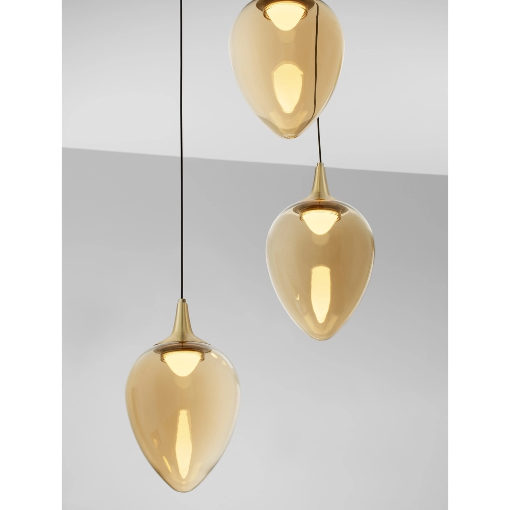 Suspension Nali Verre ambré à 3 lumières Suspension Nali Verre ambré à 3 lumières