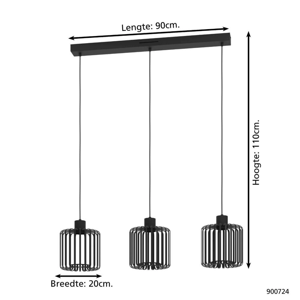 Lampe suspendue Ginestrone-Z Design 3 lumières noir Eglo 9008606274857