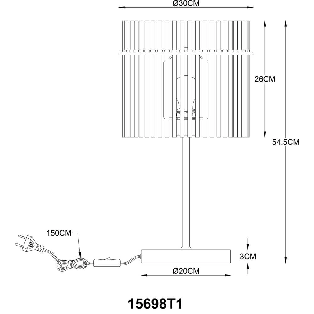 Lampe de table noire Gorley avec verre fumé Ø 30cm Globo 9007371487004