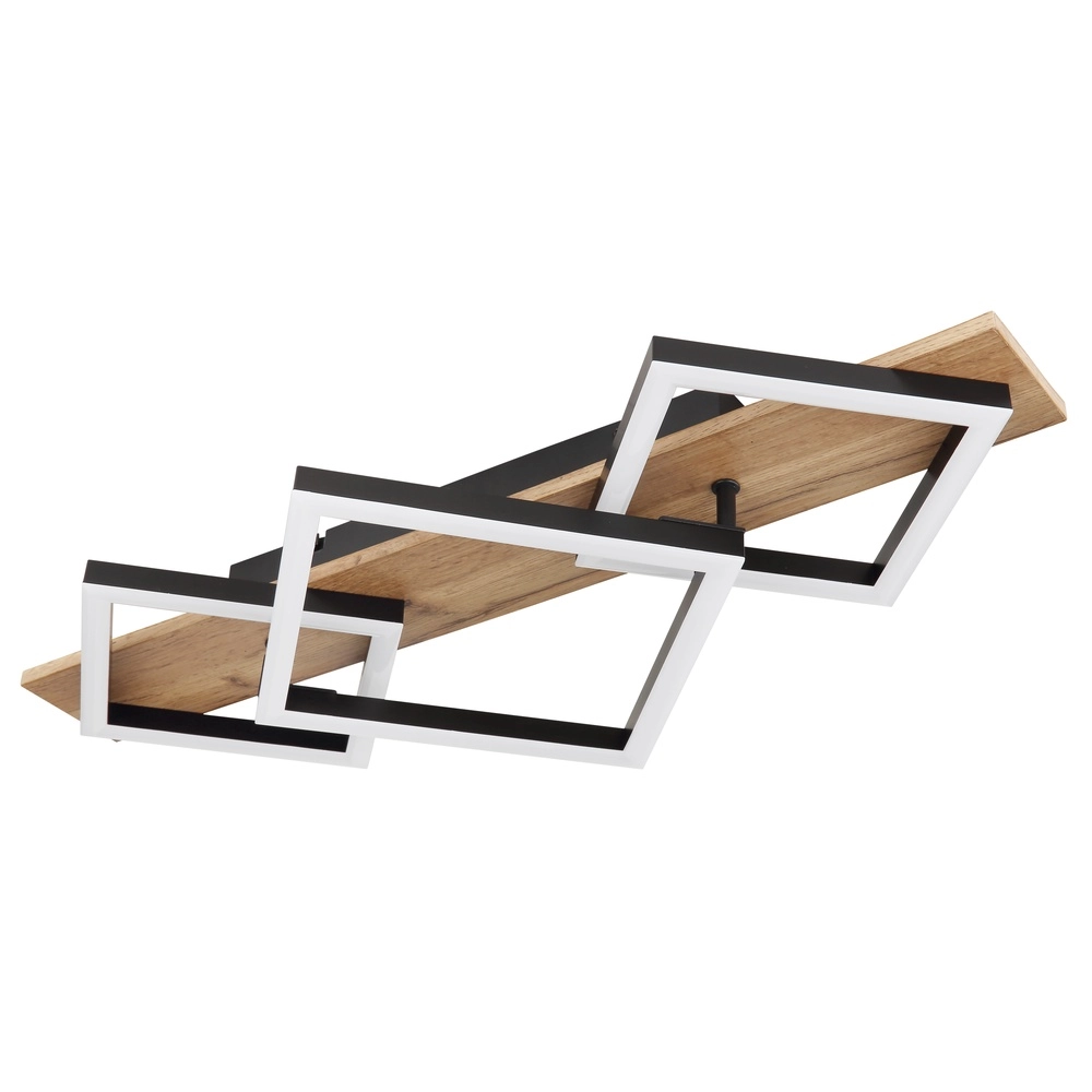 Lampe de plafond Beatrix 61 cm carrés noirs avec du bois Globo 9007371445394