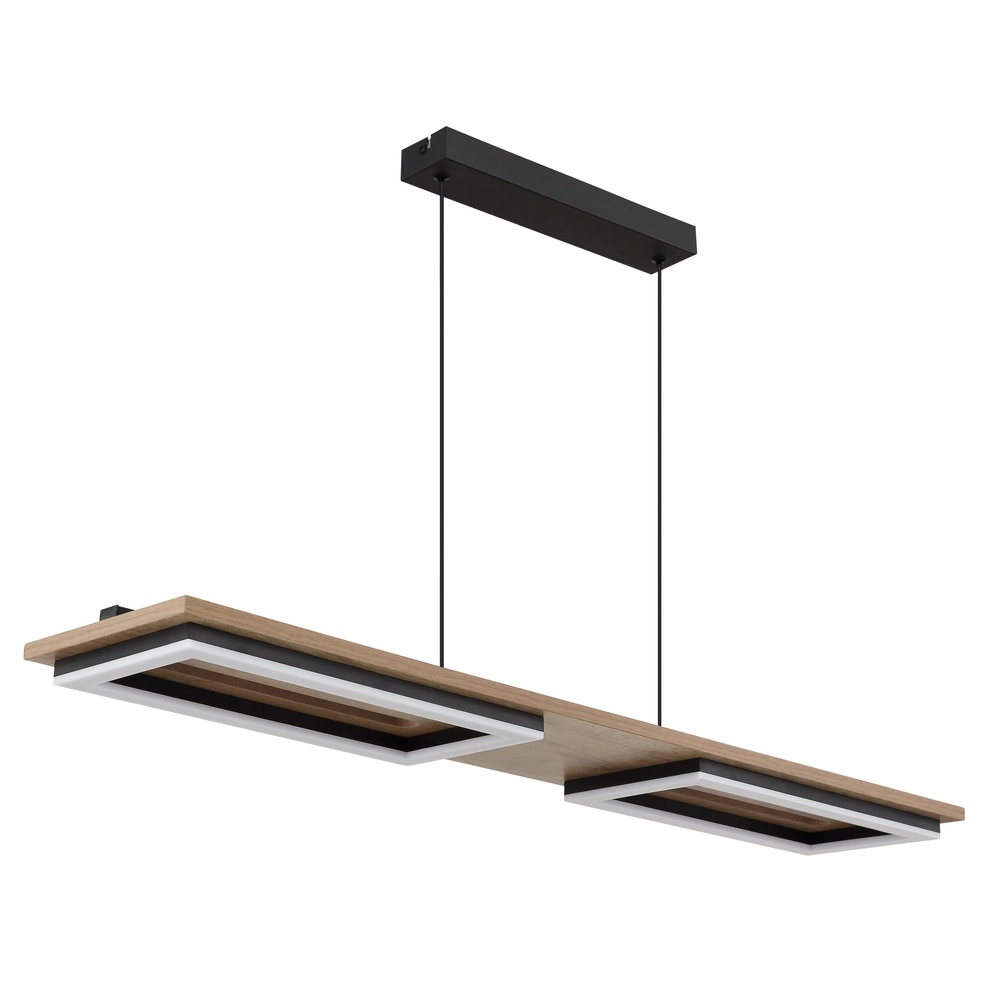 Lampe de plafond à design Bruce noir avec bois Globo 9007371592111