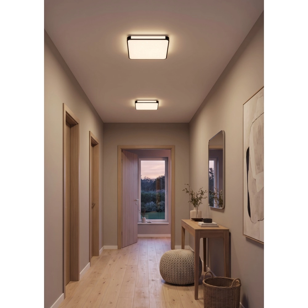 Lampe de plafond Relus Carré noir 37 x 37 cm Trio 4017807704723