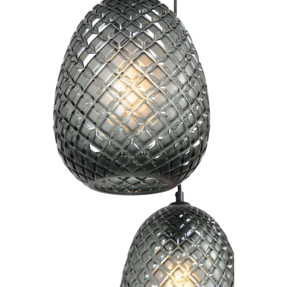 Lampe suspendue noire Pineapple 6 lumières avec verre fumé Masterlight 8718121209920