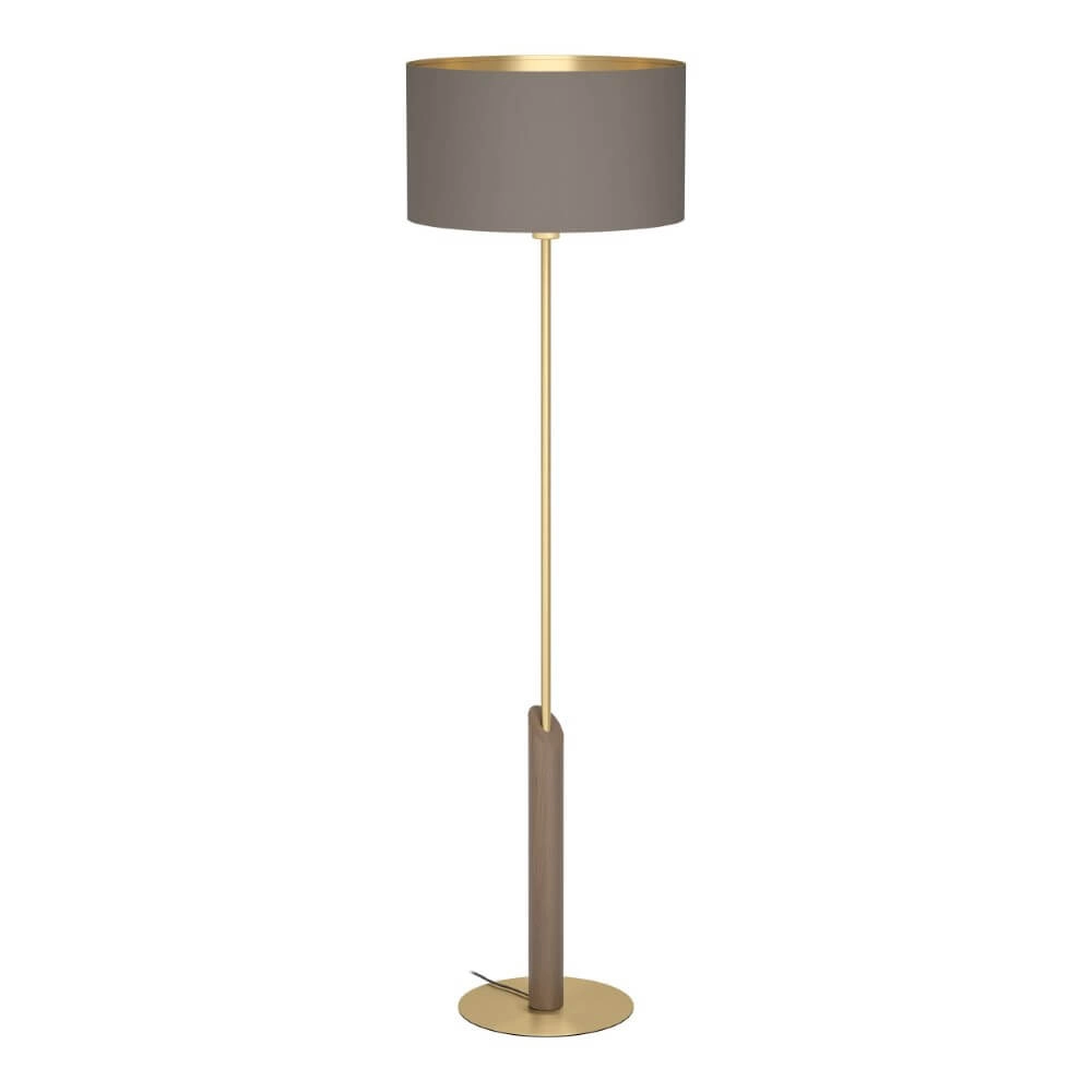 Lampe sur pied Santandria or avec nuance marron Lampe sur pied Santandria or avec nuance marron