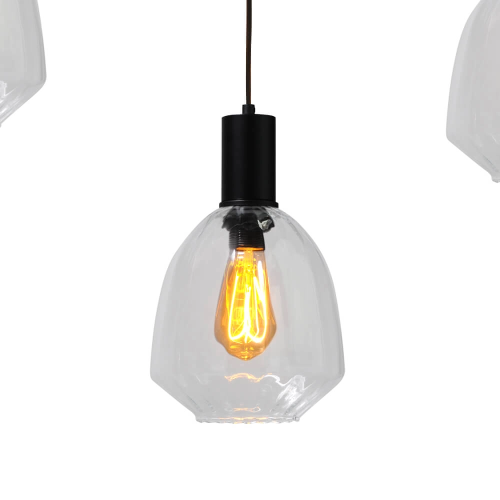 Lampe suspendue 5 lumières - noire - Porto avec verres transparents Nicolette Masterlight 8718121270326