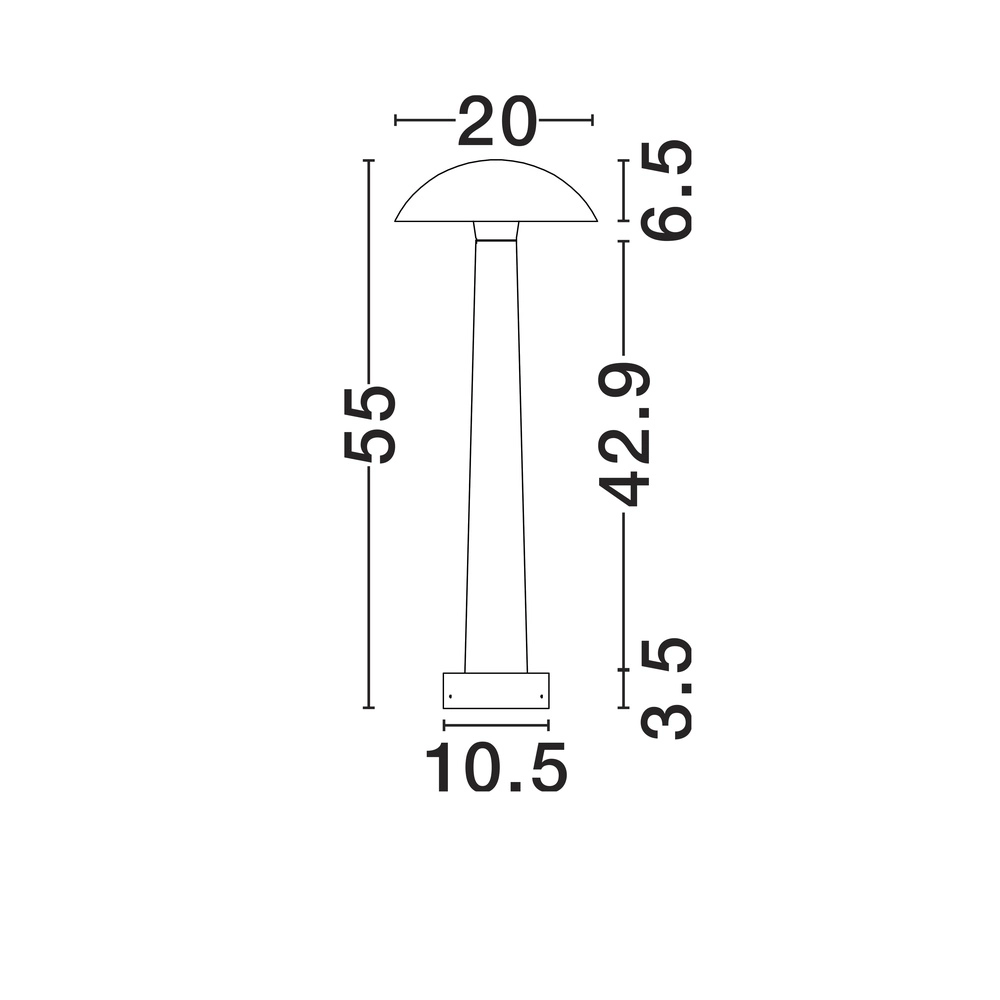 Lampe de jardin ronde Tura gris béton 55cm Lyora 5212017454645