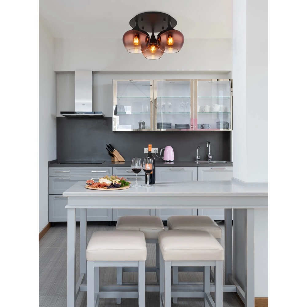 Plafonnier noir Maxy avec verre rouge Ø 45cm Globo 9007371447978