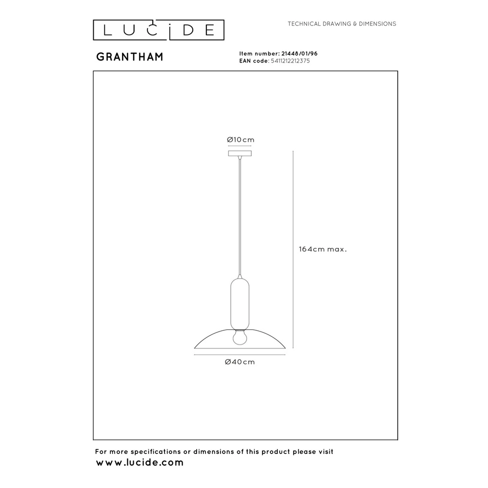 Lampe suspendue Grantham Café brun Lucide 5411212212375