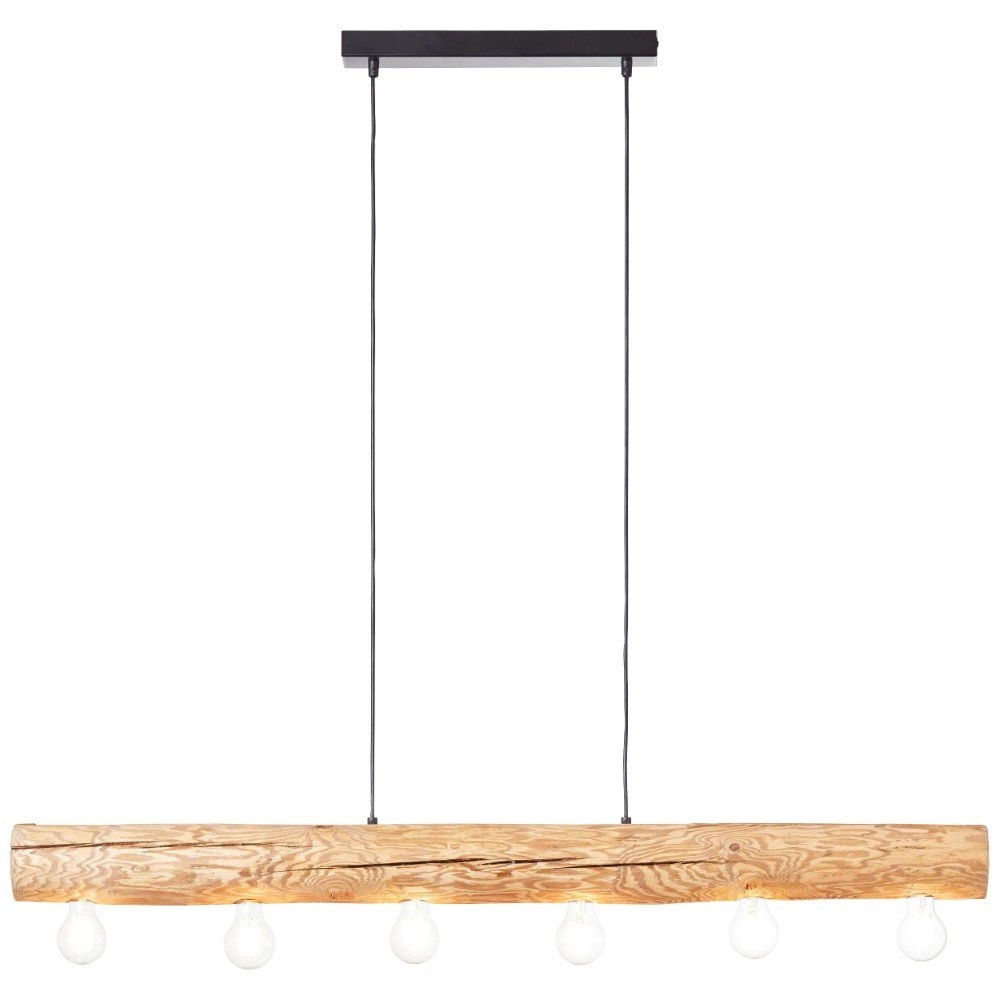 Lampe suspendue en bois Trabo Bois 6 lumières avec noir