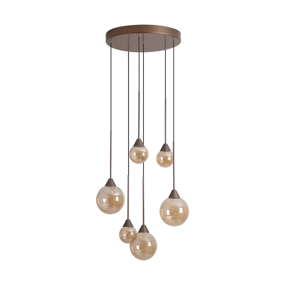 Lampe pendante de conception Opux Lux Bronze à 6 lumières Searchlight 5,05342E+12