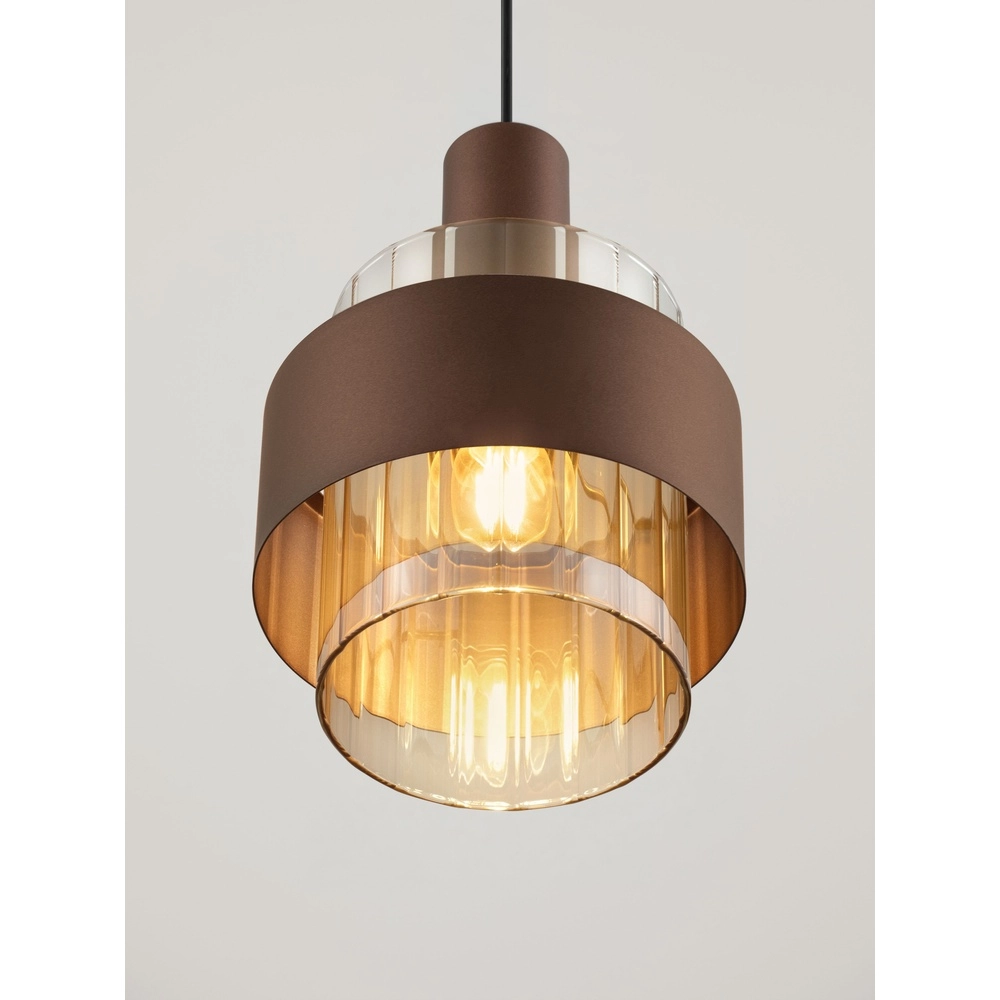 Lampe pendante moderne Serena brun café Ø 18,5cm Lyora 5212063501133