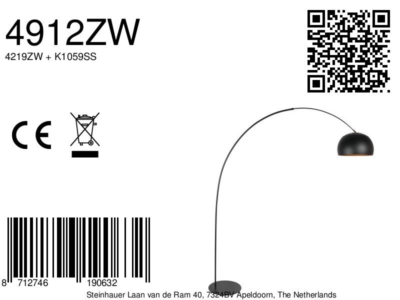 Noir de lampe à arc Curve Steinhauer 8712746190632