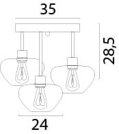 Plafonnier 3 lumières Genua marron avec verre doré Ø 24cm Masterlight 8718121357256