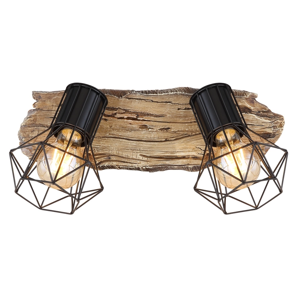 Lampe de plafond Priska 2-noir clair avec bois Globo 9007371442362
