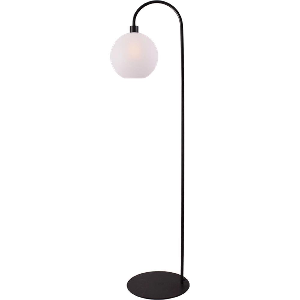 Lampe de pied Lazise noir avec verre blanc
