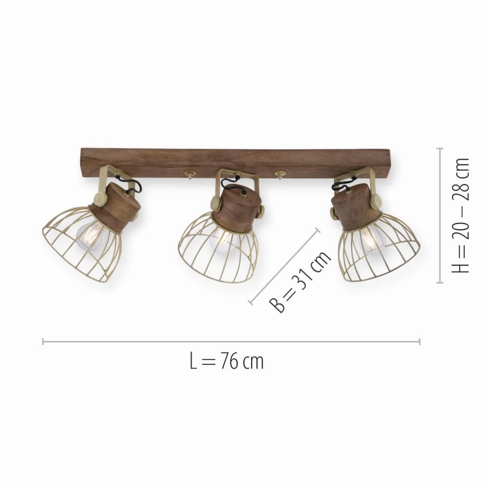 Plafonnier Alami laiton brun 3 lumières Just Light 4043689976231