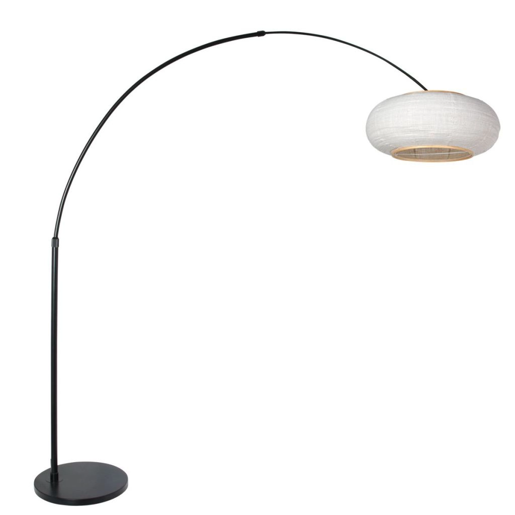 Lampe à arc noir Silva Alba avec capuche blanche
