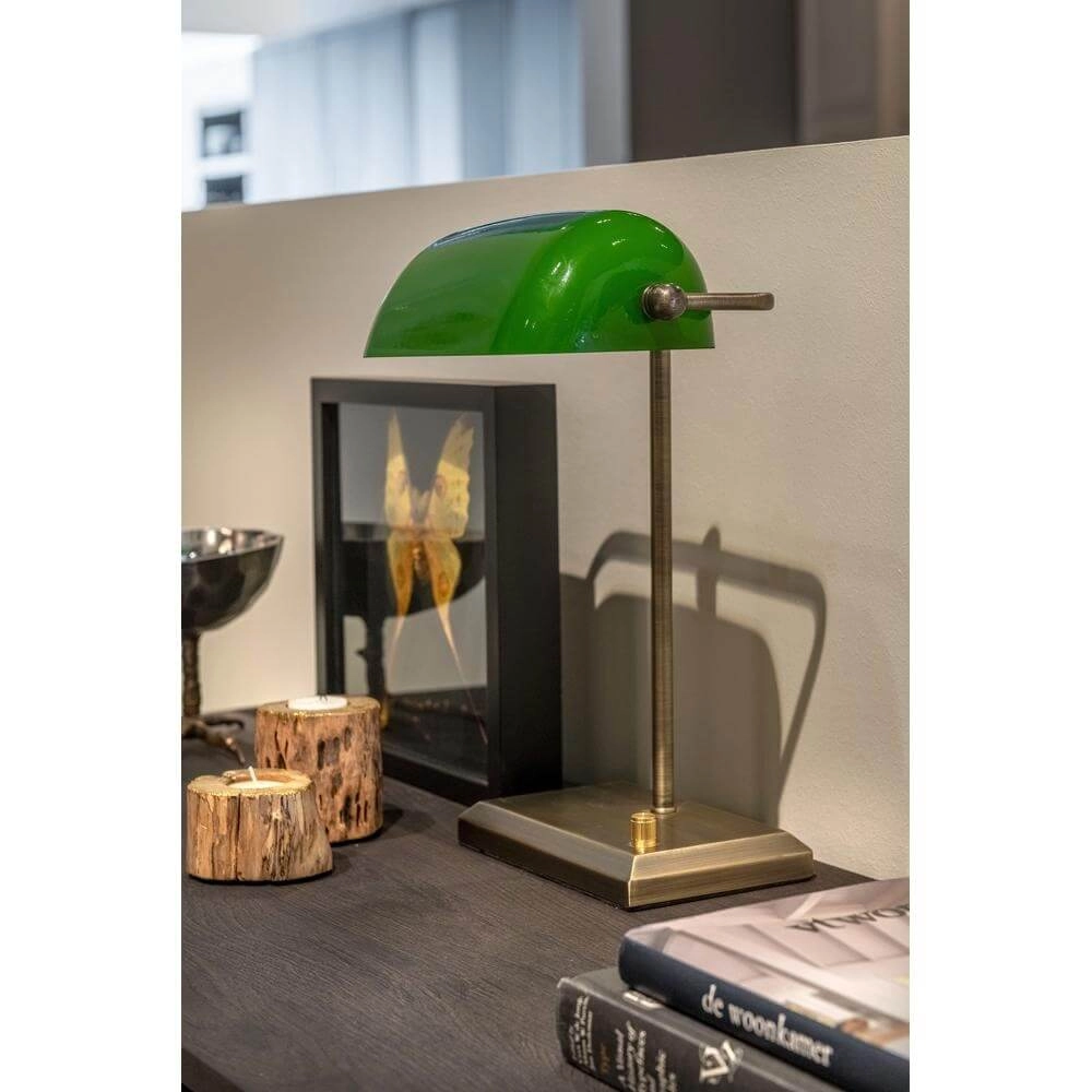 Lampe de banquier classique Oxford Bronze avec vert Artdelight 8720701100145