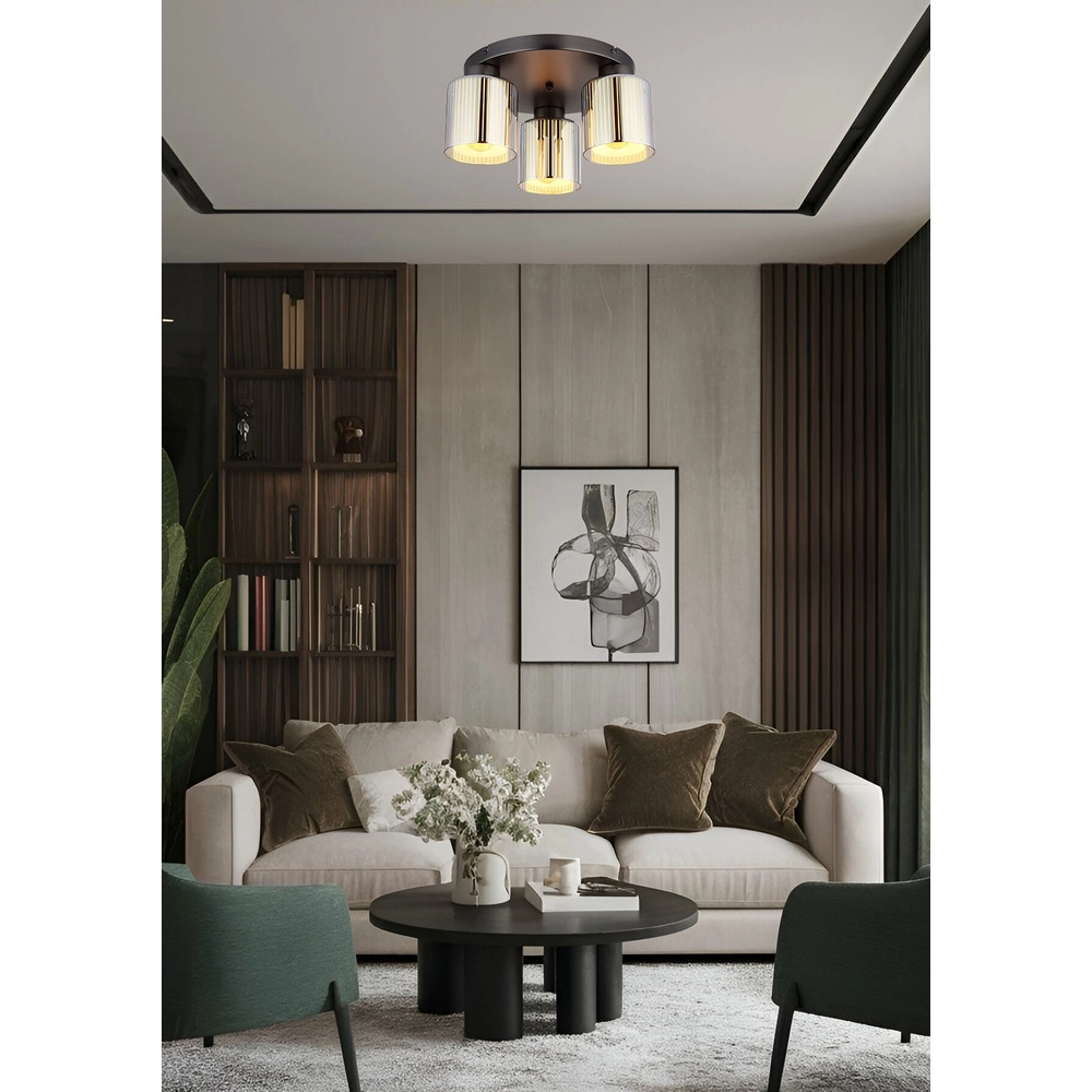 Lampe de plafond à design Felicia Trois lumières en métal canon Globo 9007371531950