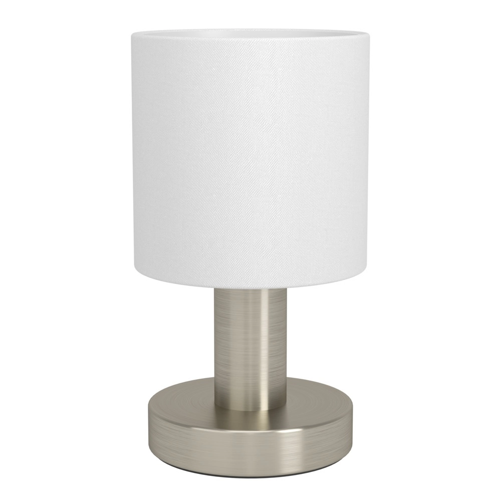 Lampe de table Montetto nickel avec capuchon blanc