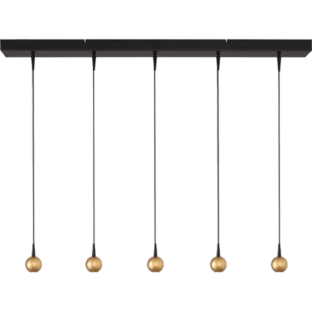 Lampe suspendue à 5 lumières Talana noir avec or Ø 6cm DTW