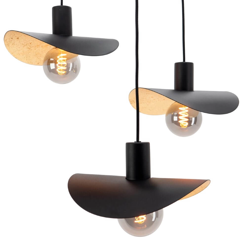 Lampe suspendue noire Saceda avec 3 lumières dorées Stars of Light 9008606292318