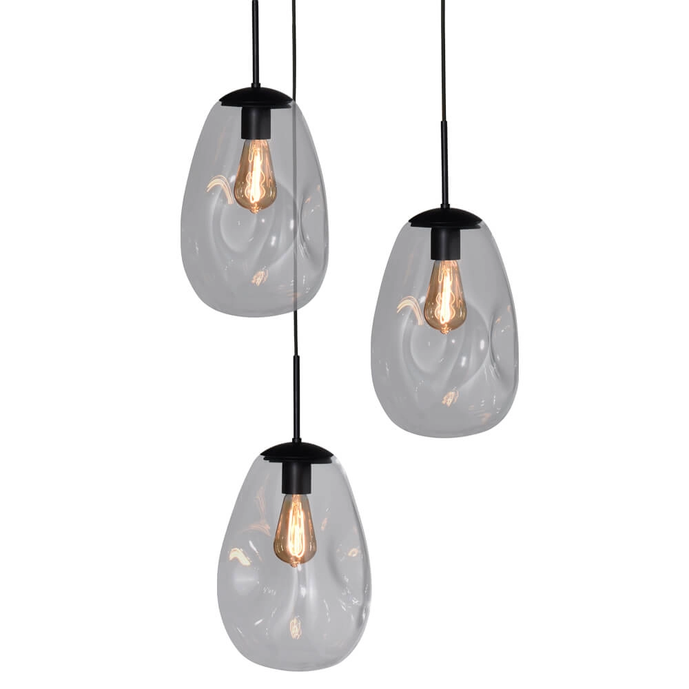 Lampe suspendue Lava 3x verre transparent Ø 22,5 cm Masterlight 8718121286396